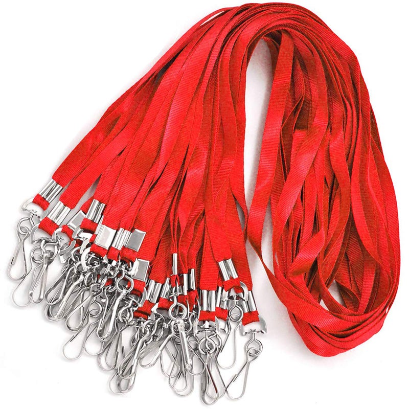 Bird Fiy Bulk Red Lanyards for Id Badges Nylon Neck Flat Lanyard for ID Name Badge Holder/Name Tag - Image 1